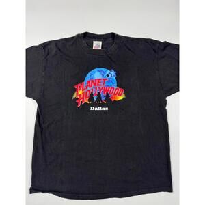 Vintage Planet Hollywood Dallas T-Shirt Men’s XL Black Graphic Tee Made in USA